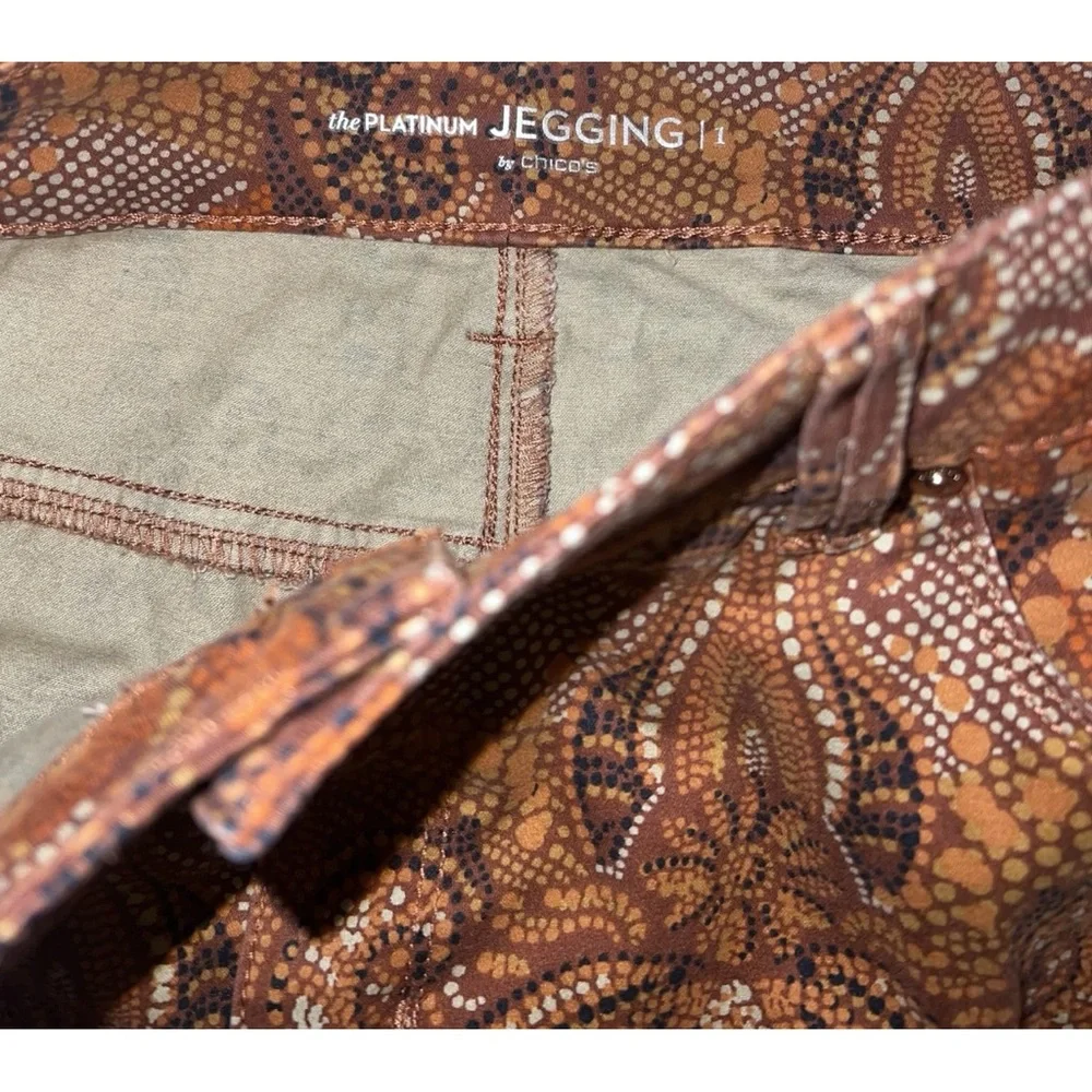Chico’s Paisley Print High Rise Platinum Jeggings Jeans Sz 8